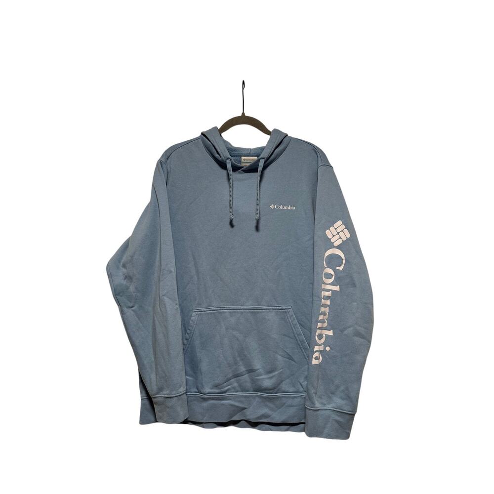 Columbia Blue Logo Hoodie Large Men's Pullover Sweatshirt - Picture 2 of 8